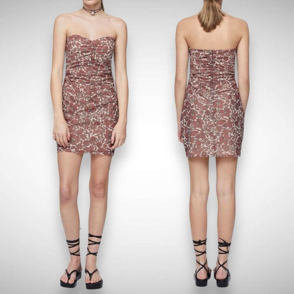 Bec + Bridge Priya Hibiscus Floral Ruched Strapless Mini Dress Size US 10 AUS 14